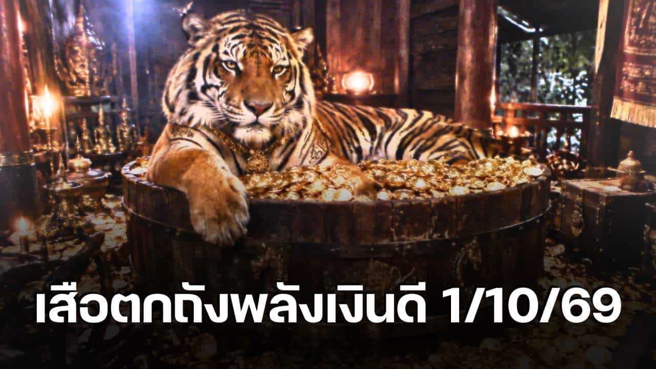 เลขเด็ด เสือตกถังพลังเงินดี 1/10/69 เด่น 8 รอง 6 ชุดสามตัว 682 จับตาเบิ้ล 88-66